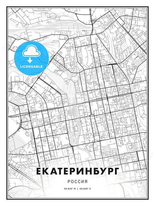 ЕКАТЕРИНБУРГ / Yekaterinburg, Russia, Modern Print Template in Various Formats - HEBSTREITS Sketches