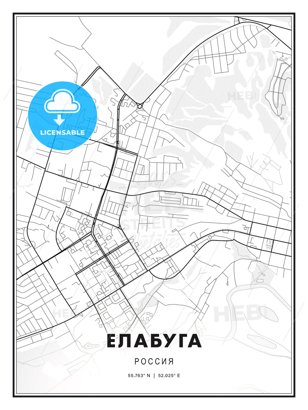 ЕЛАБУГА / Yelabuga, Russia, Modern Print Template in Various Formats - HEBSTREITS Sketches