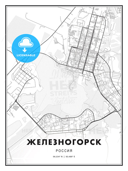 ЖЕЛЕЗНОГОРСК / Zheleznogorsk, Russia, Modern Print Template in Various Formats - HEBSTREITS Sketches