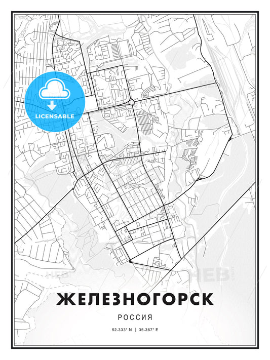 ЖЕЛЕЗНОГОРСК / Zheleznogorsk, Russia, Modern Print Template in Various Formats - HEBSTREITS Sketches