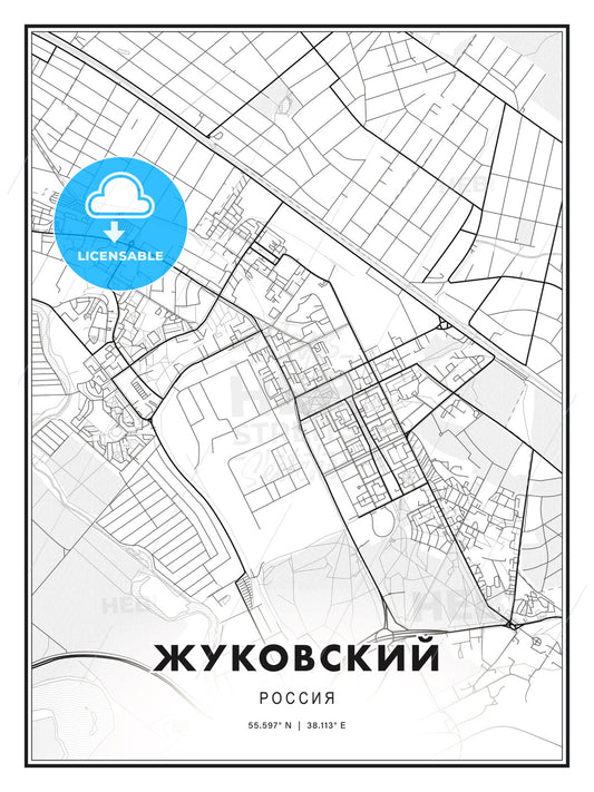ЖУКОВСКИЙ / Zhukovsky, Russia, Modern Print Template in Various Formats - HEBSTREITS Sketches