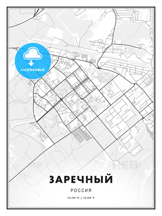 ЗАРЕЧНЫЙ / Zarechny, Russia, Modern Print Template in Various Formats - HEBSTREITS Sketches