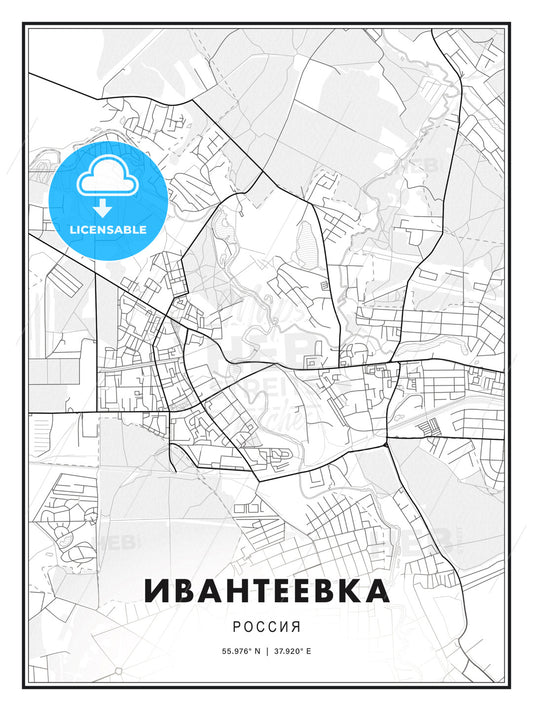ИВАНТЕЕВКА / Ivanteyevka, Russia, Modern Print Template in Various Formats - HEBSTREITS Sketches