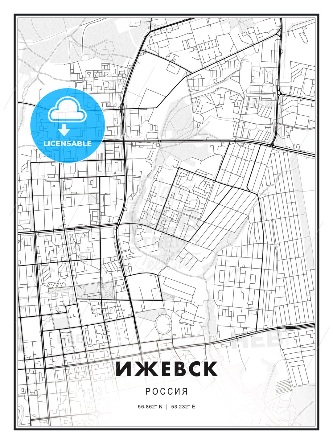 ИЖЕВСК / Izhevsk, Russia, Modern Print Template in Various Formats - HEBSTREITS Sketches