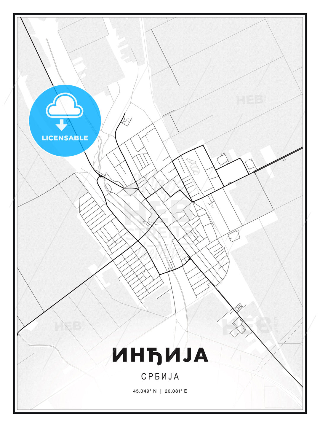 ИНЂИЈА / Inđija, Serbia, Modern Print Template in Various Formats - HEBSTREITS Sketches