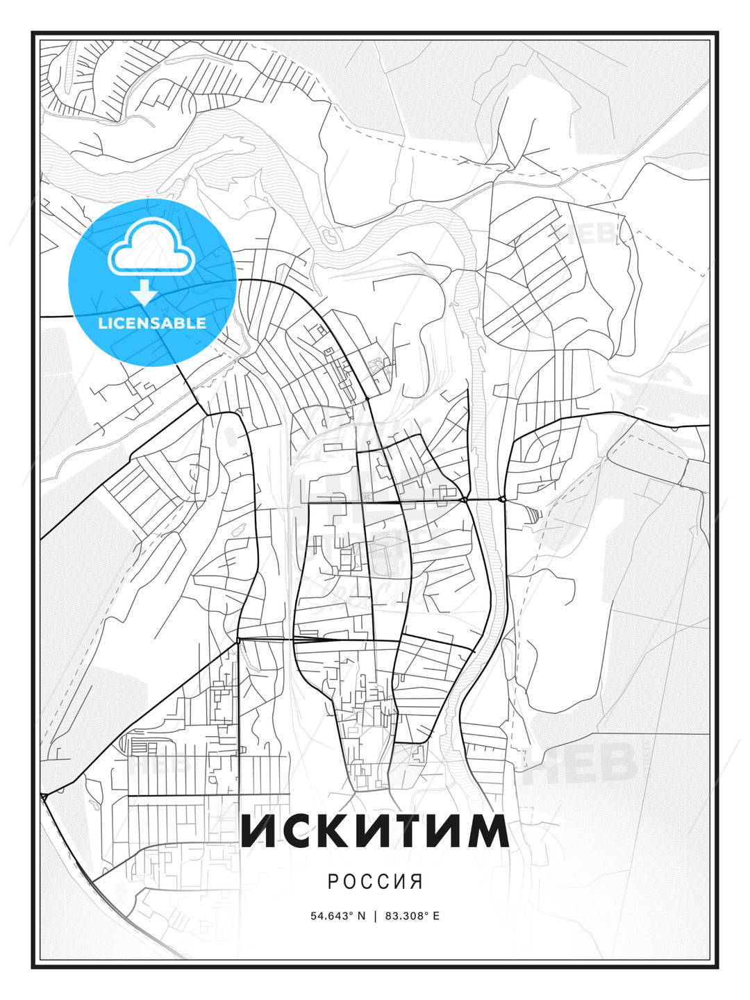 ИСКИТИМ / Iskitim, Russia, Modern Print Template in Various Formats - HEBSTREITS Sketches