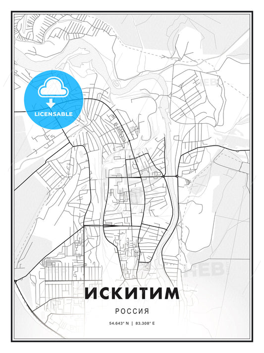 ИСКИТИМ / Iskitim, Russia, Modern Print Template in Various Formats - HEBSTREITS Sketches