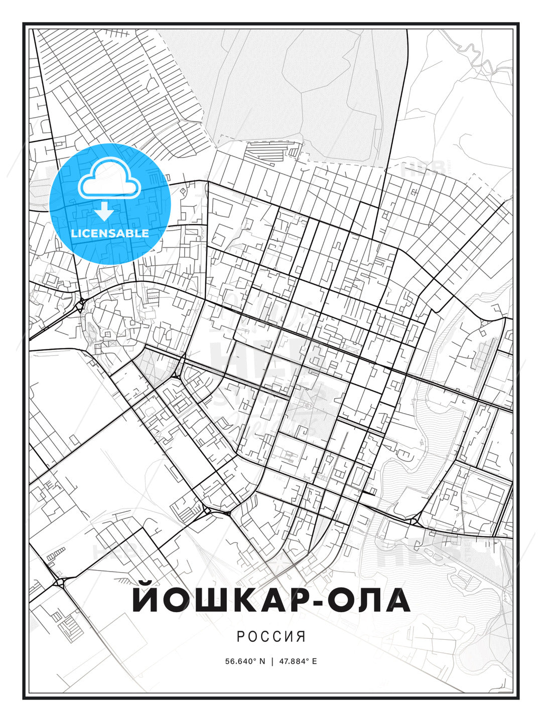 ЙОШКАР-ОЛА / Yoshkar-Ola, Russia, Modern Print Template in Various Formats - HEBSTREITS Sketches