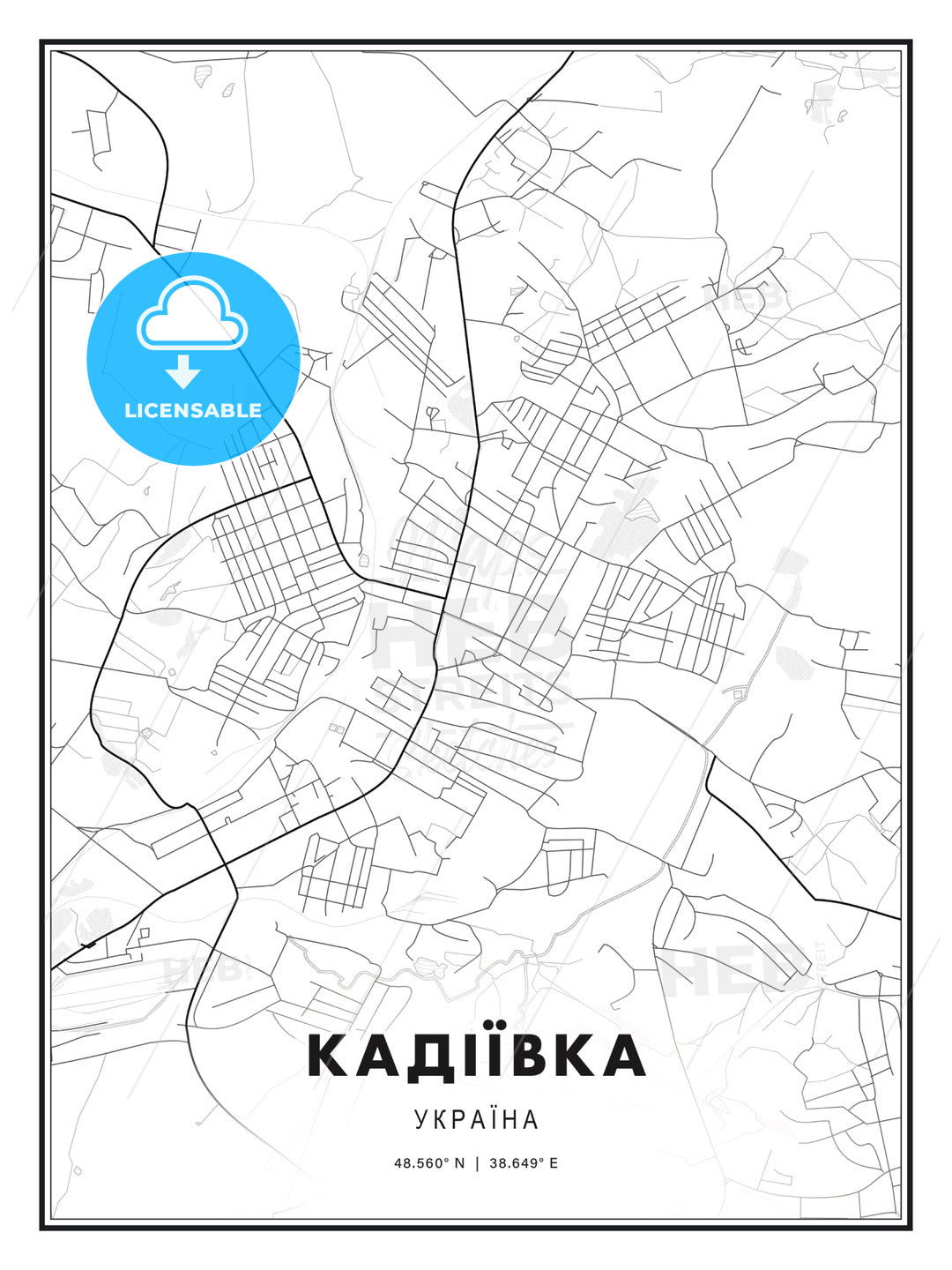 КАДІЇВКА / Kadiyivka, Ukraine, Modern Print Template in Various Formats - HEBSTREITS Sketches