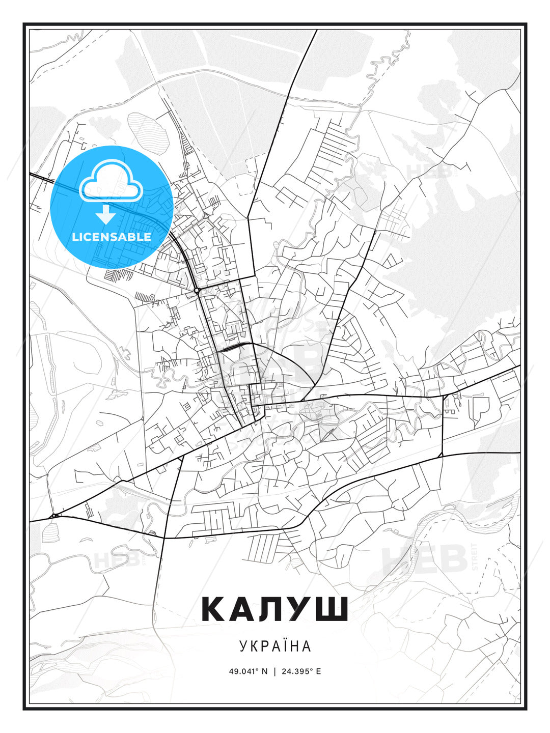 КАЛУШ / Kalush, Ukraine, Modern Print Template in Various Formats - HEBSTREITS Sketches