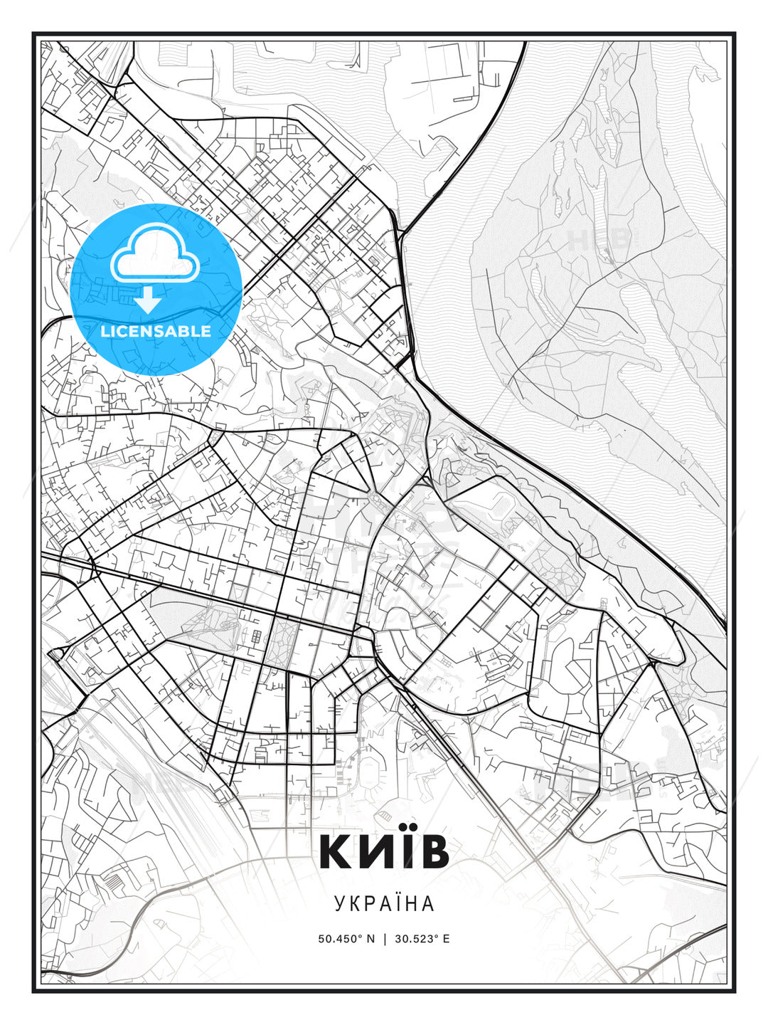 КИЇВ / Kiev, Ukraine, Modern Print Template in Various Formats - HEBSTREITS Sketches