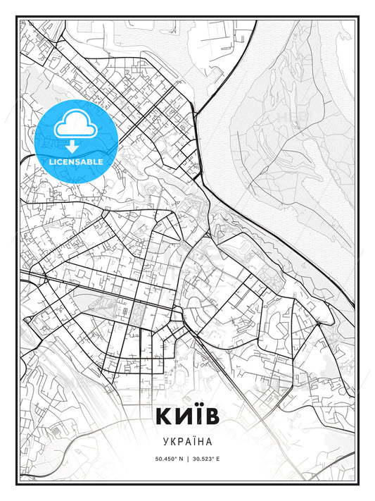 КИЇВ / Kiev, Ukraine, Modern Print Template in Various Formats - HEBSTREITS Sketches