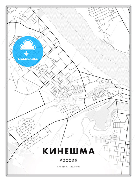 КИНЕШМА / Kineshma, Russia, Modern Print Template in Various Formats - HEBSTREITS Sketches