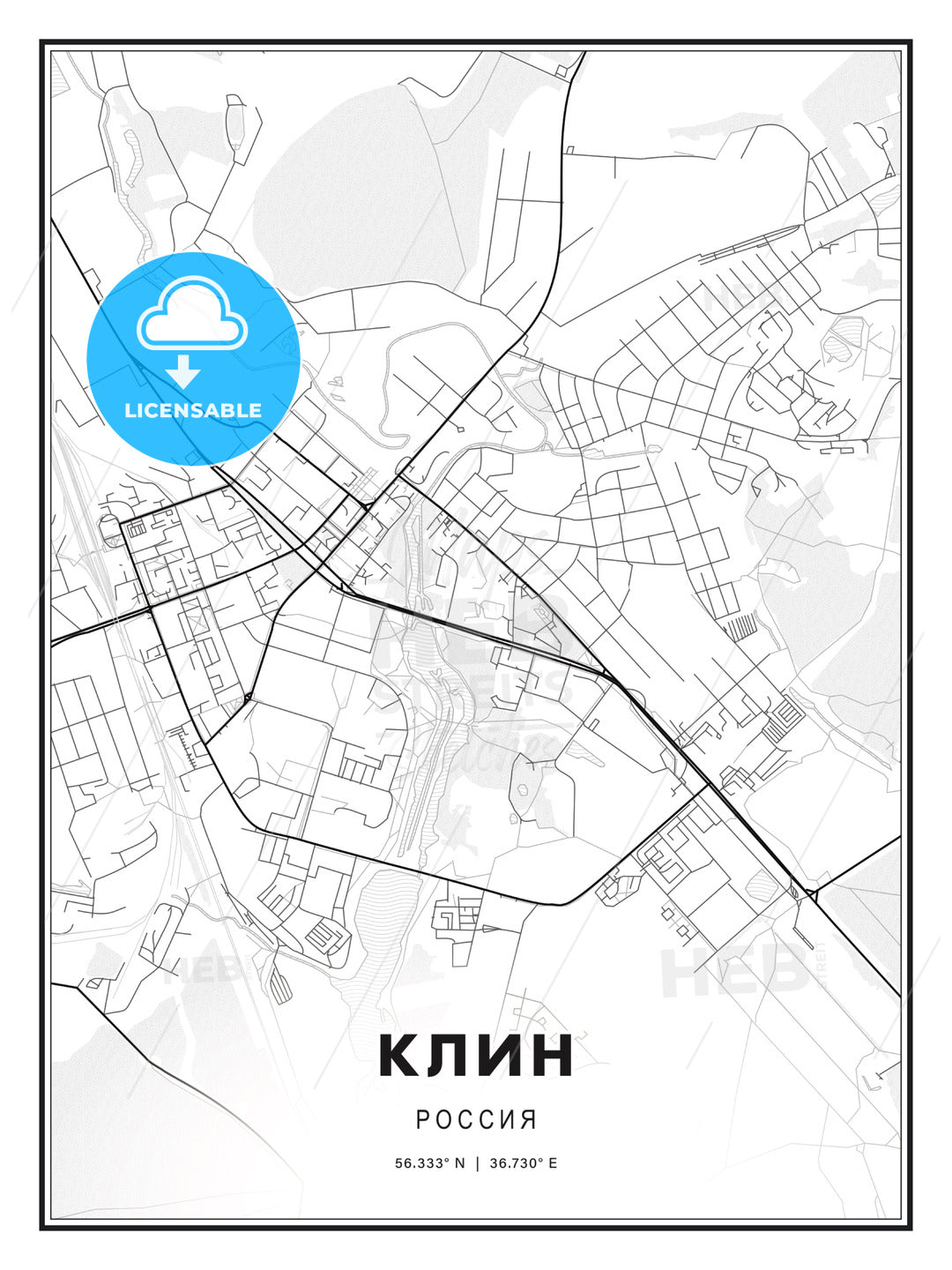 КЛИН / Klin, Russia, Modern Print Template in Various Formats - HEBSTREITS Sketches