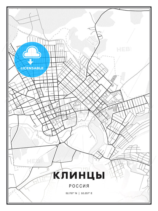 КЛИНЦЫ / Klintsy, Russia, Modern Print Template in Various Formats - HEBSTREITS Sketches