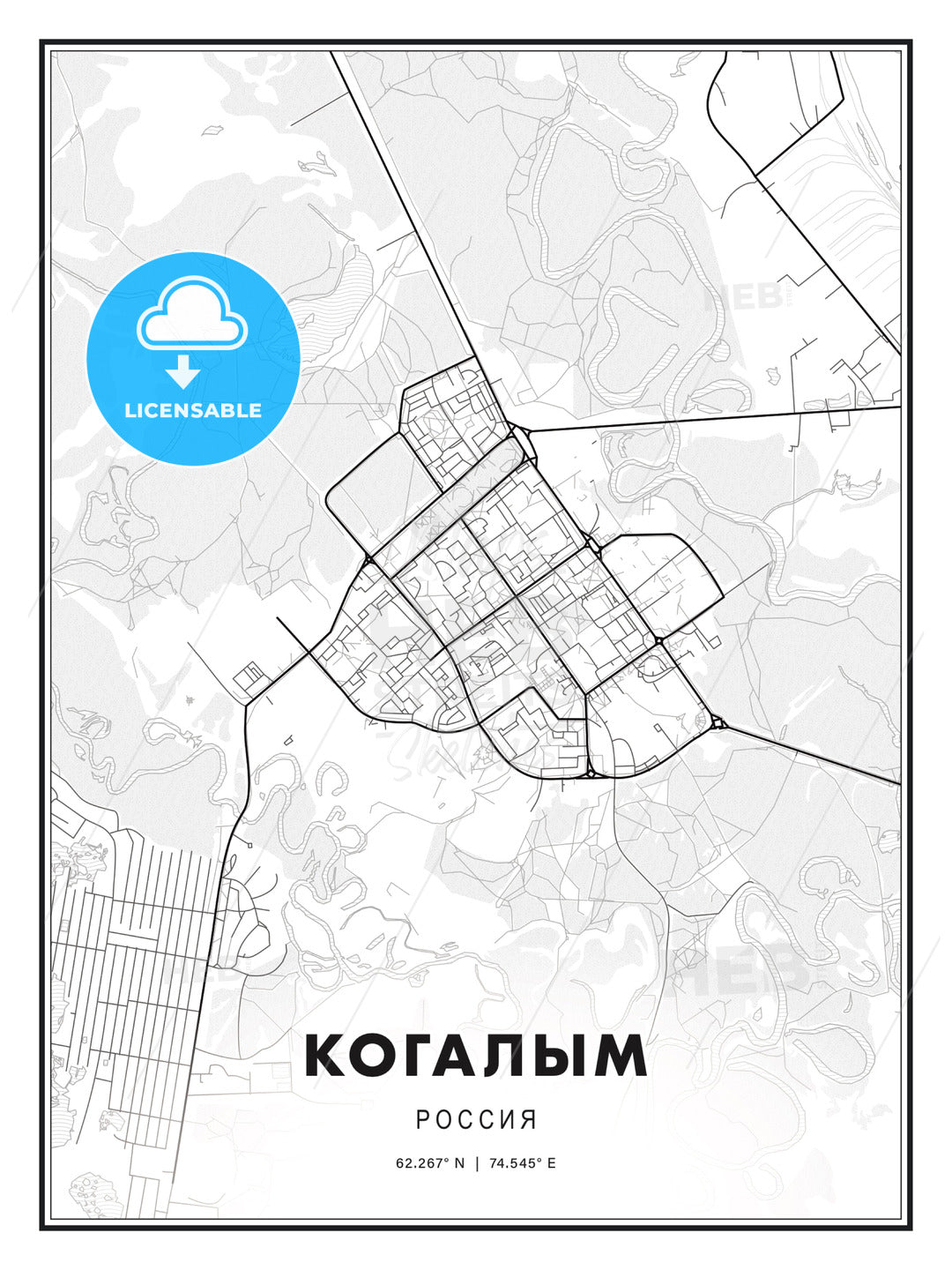 КОГАЛЫМ / Kogalym, Russia, Modern Print Template in Various Formats - HEBSTREITS Sketches