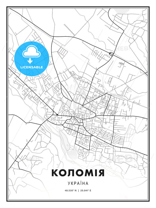 КОЛОМІЯ / Kolomyia, Ukraine, Modern Print Template in Various Formats - HEBSTREITS Sketches