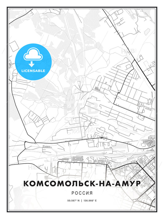КОМСОМОЛЬСК-НА-АМУР / Komsomolsk-on-Amur, Russia, Modern Print Template in Various Formats - HEBSTREITS Sketches