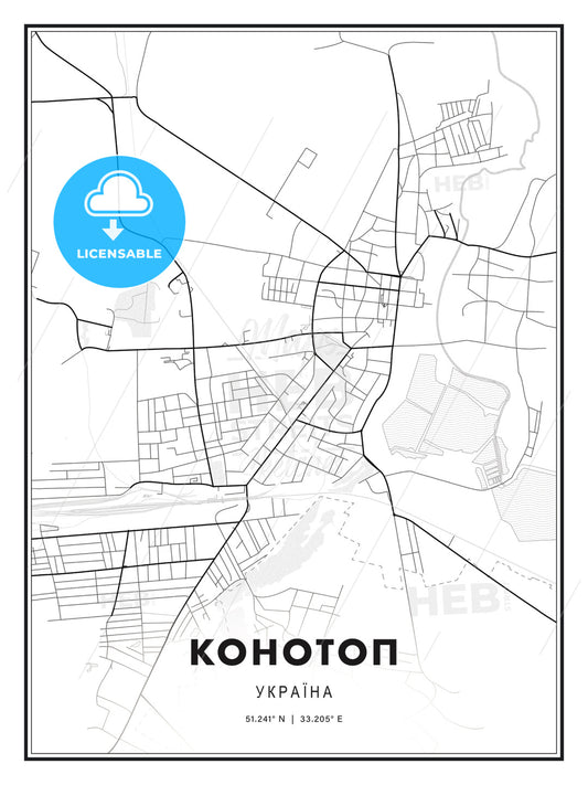 КОНОТОП / Konotop, Ukraine, Modern Print Template in Various Formats - HEBSTREITS Sketches