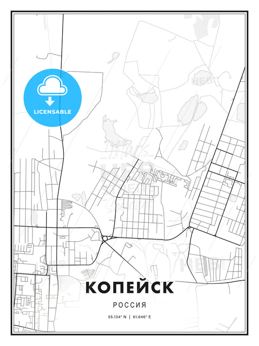 КОПЕЙСК / Kopeysk, Russia, Modern Print Template in Various Formats - HEBSTREITS Sketches