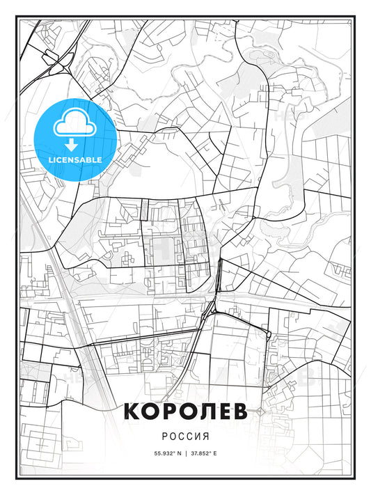 КОРОЛЕВ / Korolyov, Russia, Modern Print Template in Various Formats - HEBSTREITS Sketches