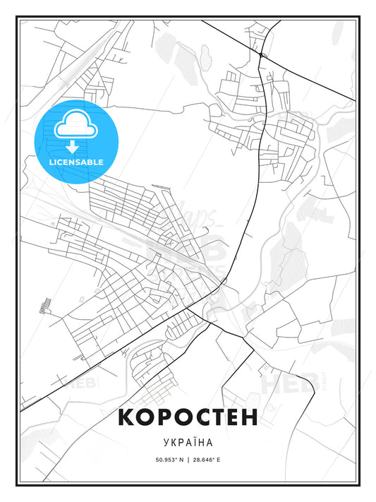КОРОСТЕН / Korosten, Ukraine, Modern Print Template in Various Formats - HEBSTREITS Sketches