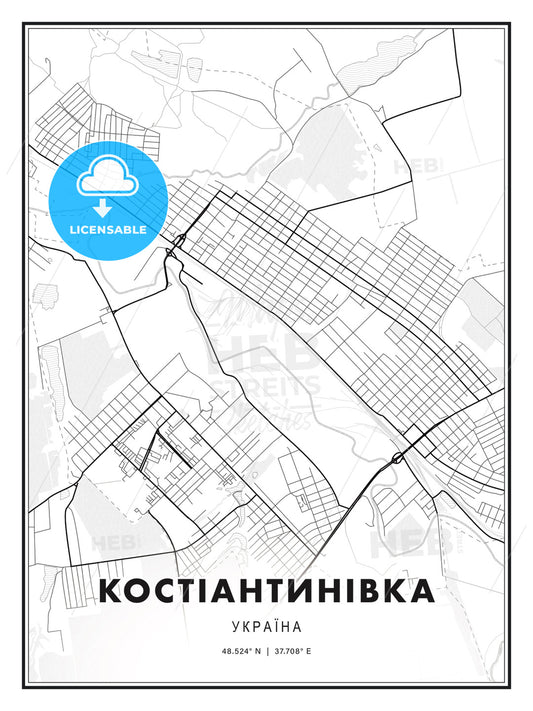 КОСТІАНТИНІВКА / Kostiantynivka, Ukraine, Modern Print Template in Various Formats - HEBSTREITS Sketches