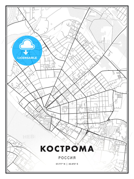 КОСТРОМА / Kostroma, Russia, Modern Print Template in Various Formats - HEBSTREITS Sketches