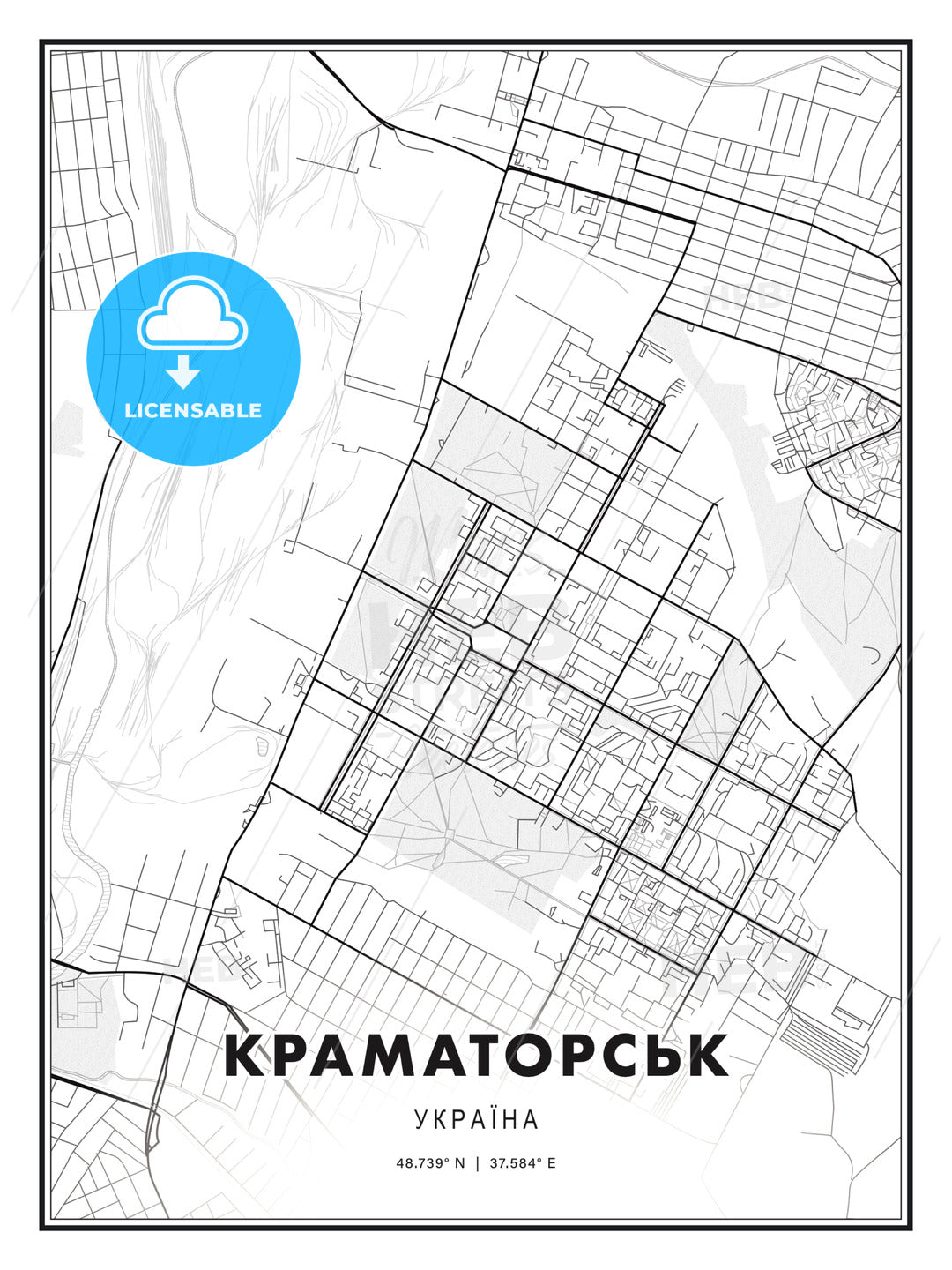 КРАМАТОРСЬК / Kramatorsk, Ukraine, Modern Print Template in Various Formats - HEBSTREITS Sketches