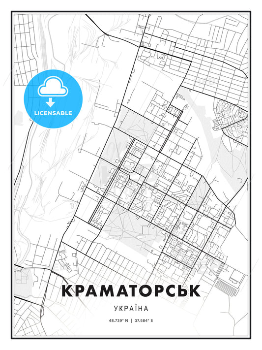 КРАМАТОРСЬК / Kramatorsk, Ukraine, Modern Print Template in Various Formats - HEBSTREITS Sketches