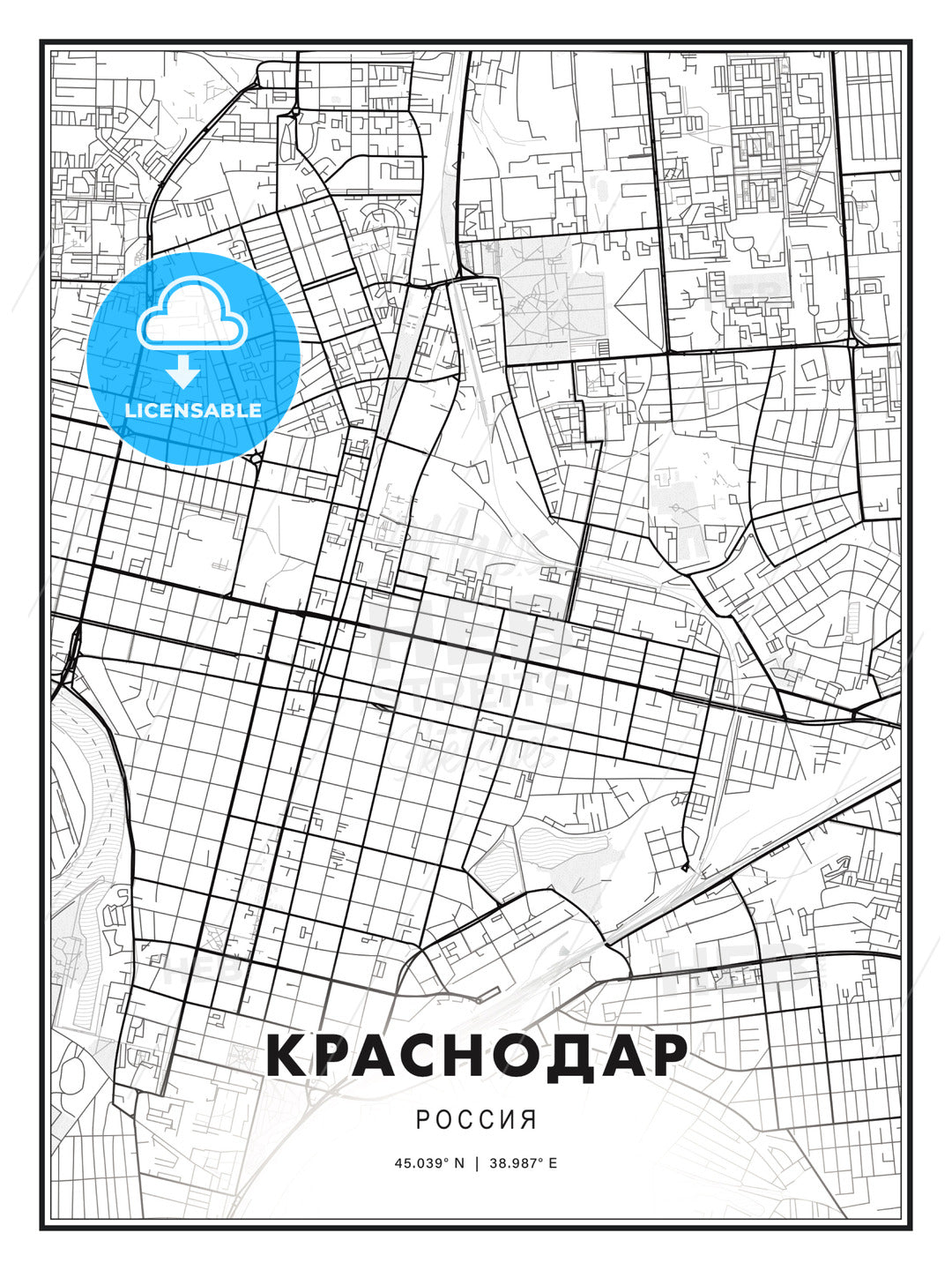 КРАСНОДАР / Krasnodar, Russia, Modern Print Template in Various Formats - HEBSTREITS Sketches