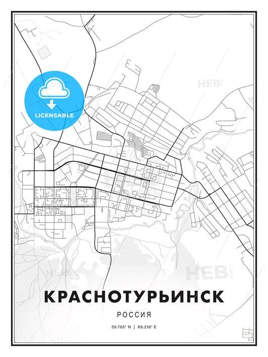 КРАСНОТУРЬИНСК / Krasnoturyinsk, Russia, Modern Print Template in Various Formats - HEBSTREITS Sketches