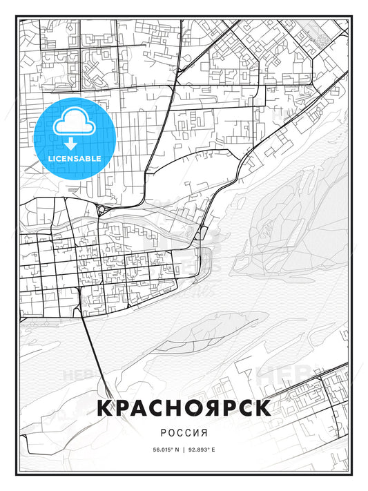 КРАСНОЯРСК / Krasnoyarsk, Russia, Modern Print Template in Various Formats - HEBSTREITS Sketches