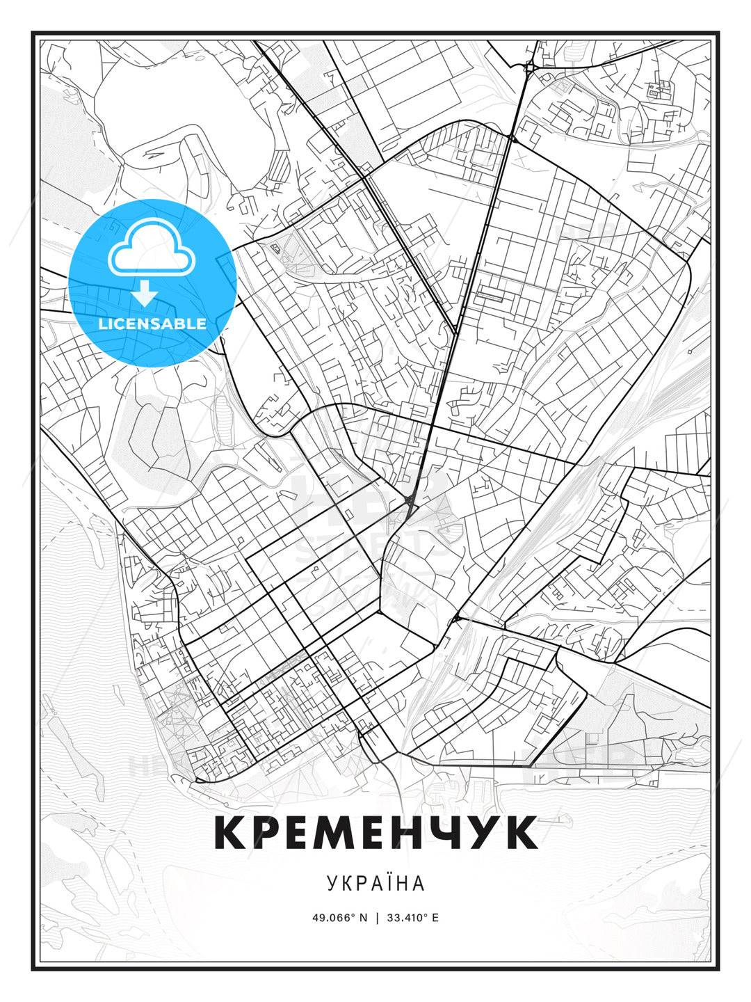 КРЕМЕНЧУК / Kremenchuk, Ukraine, Modern Print Template in Various Formats - HEBSTREITS Sketches