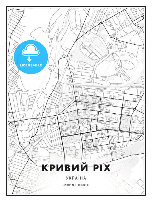 КРИВИЙ РІХ / Kryvyi Rih, Ukraine, Modern Print Template in Various Formats - HEBSTREITS Sketches