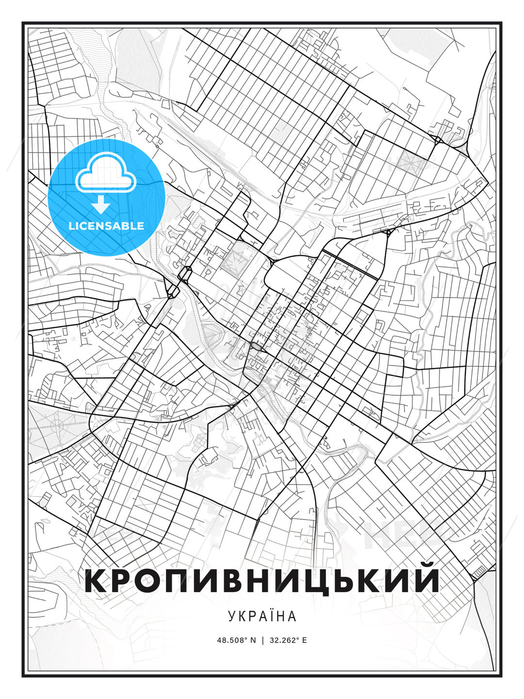 КРОПИВНИЦЬКИЙ / Kropyvnytskyi, Ukraine, Modern Print Template in Various Formats - HEBSTREITS Sketches