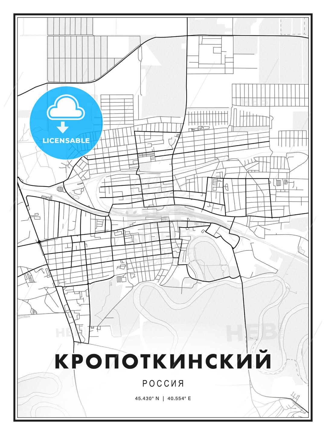 КРОПОТКИНСКИЙ / Kropotkin, Russia, Modern Print Template in Various Formats - HEBSTREITS Sketches