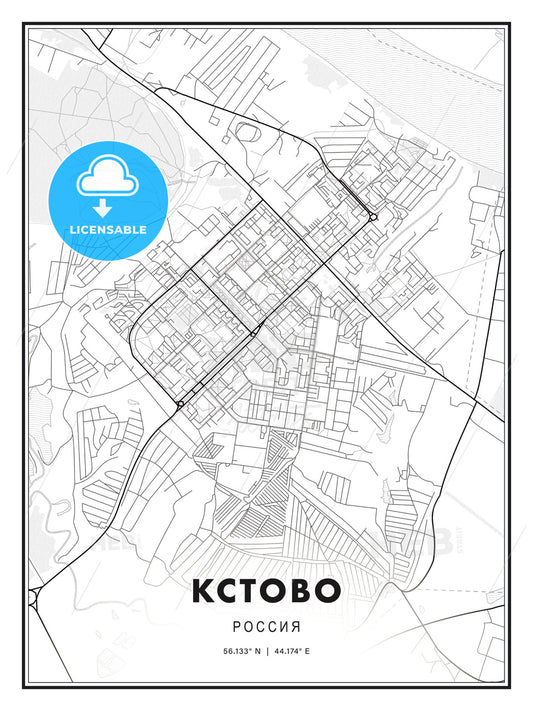 КСТОВО / Kstovo, Russia, Modern Print Template in Various Formats - HEBSTREITS Sketches