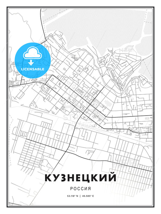КУЗНЕЦКИЙ / Kuznetsk, Russia, Modern Print Template in Various Formats - HEBSTREITS Sketches