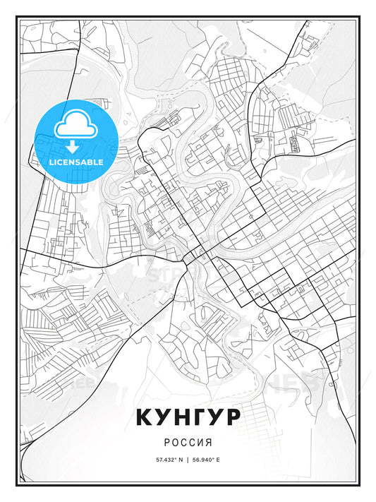 КУНГУР / Kungur, Russia, Modern Print Template in Various Formats - HEBSTREITS Sketches