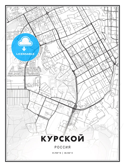 КУРСКОЙ / Kursk, Russia, Modern Print Template in Various Formats - HEBSTREITS Sketches