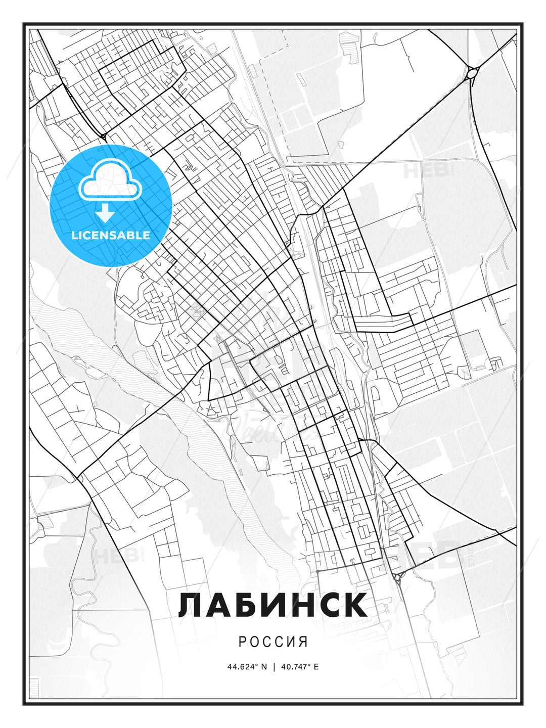 ЛАБИНСК / Labinsk, Russia, Modern Print Template in Various Formats - HEBSTREITS Sketches