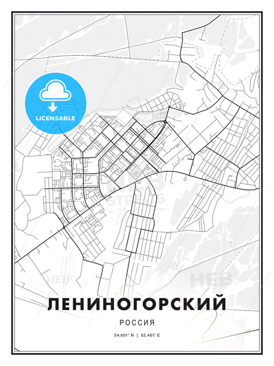 ЛЕНИНОГОРСКИЙ / Leninogorsk, Russia, Modern Print Template in Various Formats - HEBSTREITS Sketches