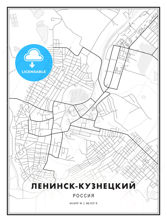 ЛЕНИНСК-КУЗНЕЦКИЙ / Leninsk-Kuznetsky, Russia, Modern Print Template in Various Formats - HEBSTREITS Sketches