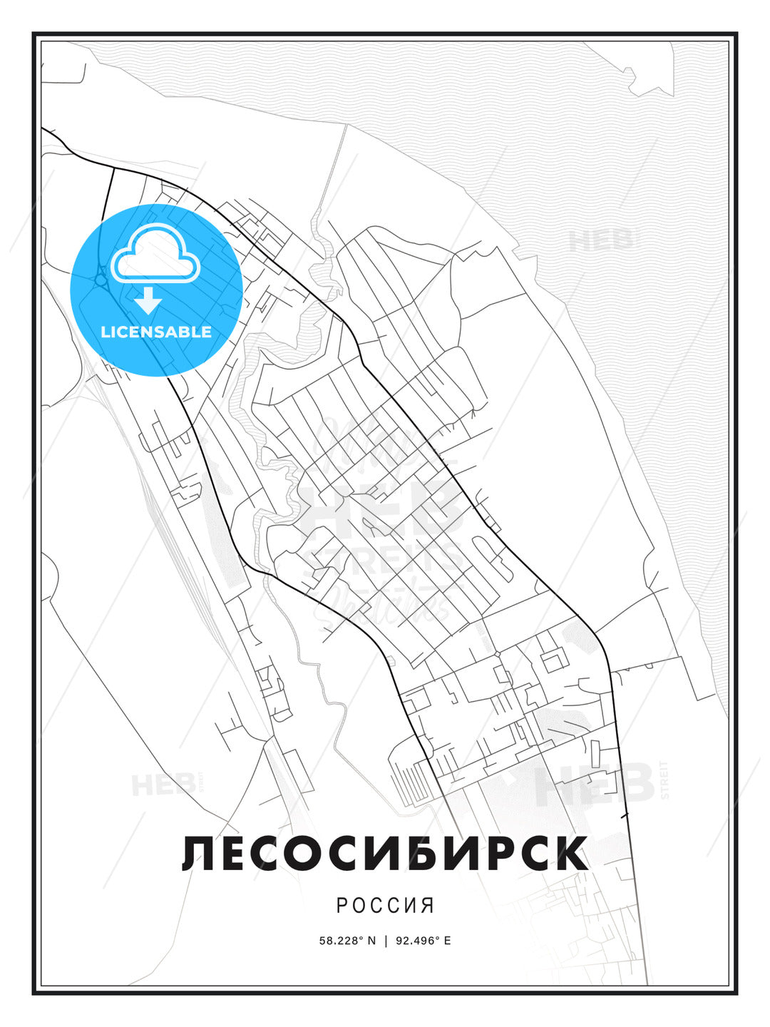 ЛЕСОСИБИРСК / Lesosibirsk, Russia, Modern Print Template in Various Formats - HEBSTREITS Sketches