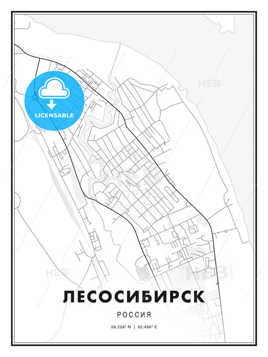 ЛЕСОСИБИРСК / Lesosibirsk, Russia, Modern Print Template in Various Formats - HEBSTREITS Sketches