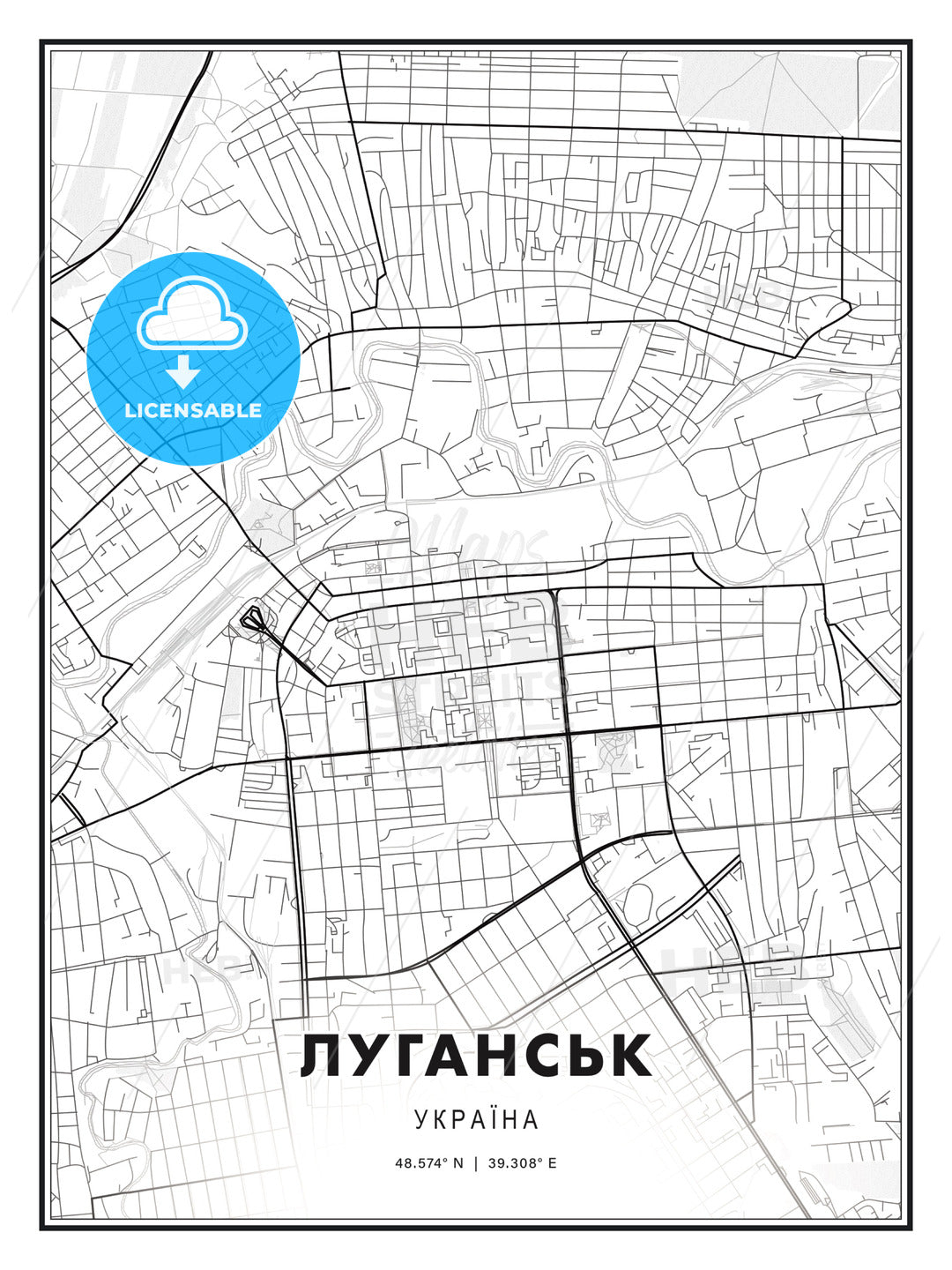 ЛУГАНСЬК / Luhansk, Ukraine, Modern Print Template in Various Formats - HEBSTREITS Sketches