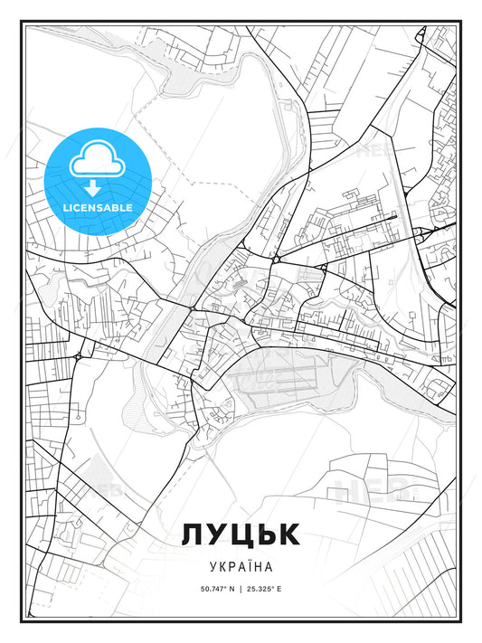 ЛУЦЬК / Lutsk, Ukraine, Modern Print Template in Various Formats - HEBSTREITS Sketches