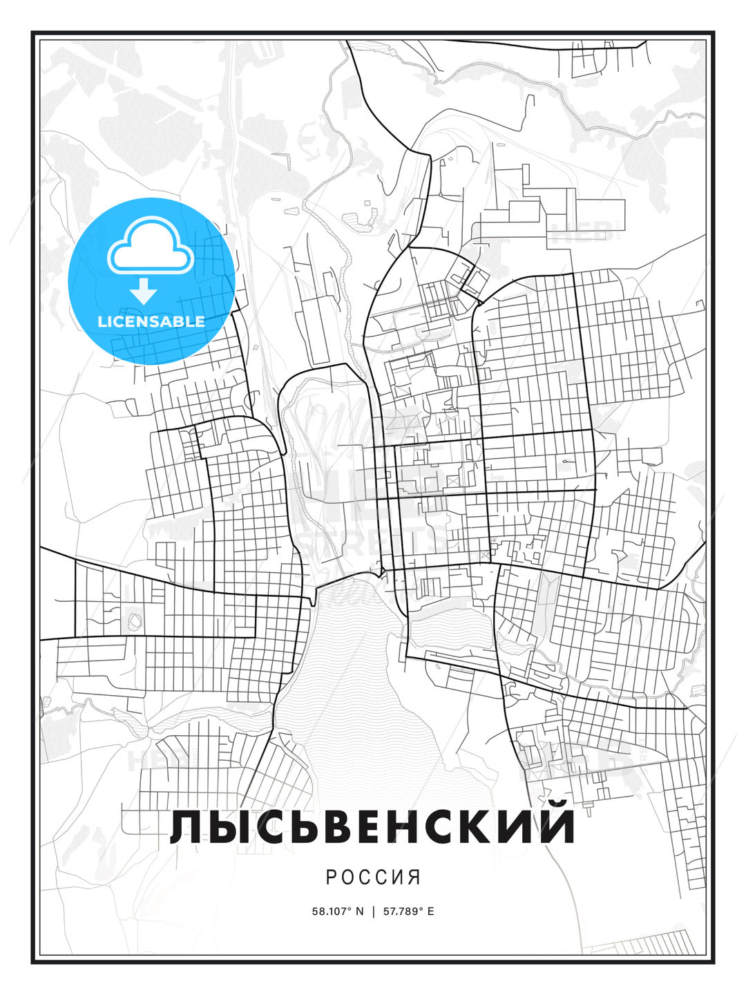 ЛЫСЬВЕНСКИЙ / Lysva, Russia, Modern Print Template in Various Formats - HEBSTREITS Sketches