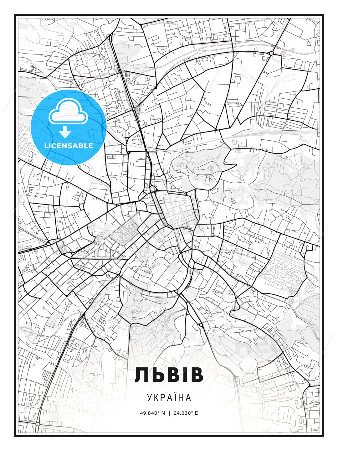 ЛЬВІВ / Lviv, Ukraine, Modern Print Template in Various Formats - HEBSTREITS Sketches